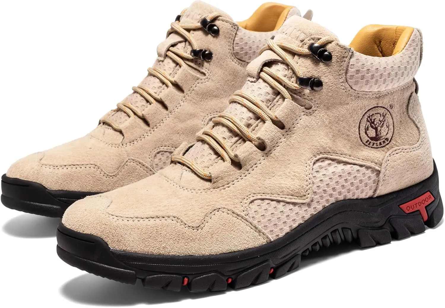 FLYLAND Men's Chukka Boots Casual Leather Shoes Ankle Shoes Non Slip Breathable Comfortable Mid Top for Driving Walking Outdoor