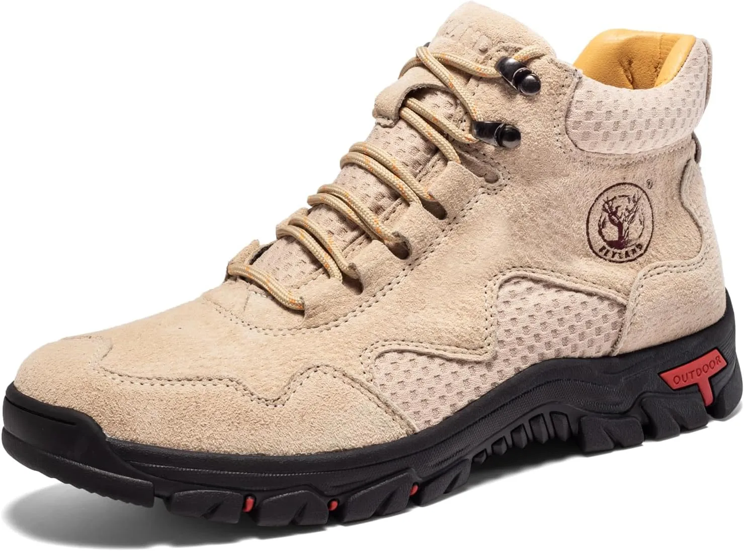 FLYLAND Men's Chukka Boots Casual Leather Shoes Ankle Shoes Non Slip Breathable Comfortable Mid Top for Driving Walking Outdoor