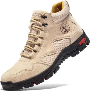 FLYLAND Men's Chukka Boots Casual Leather Shoes Ankle Shoes Non Slip Breathable Comfortable Mid Top for Driving Walking Outdoor