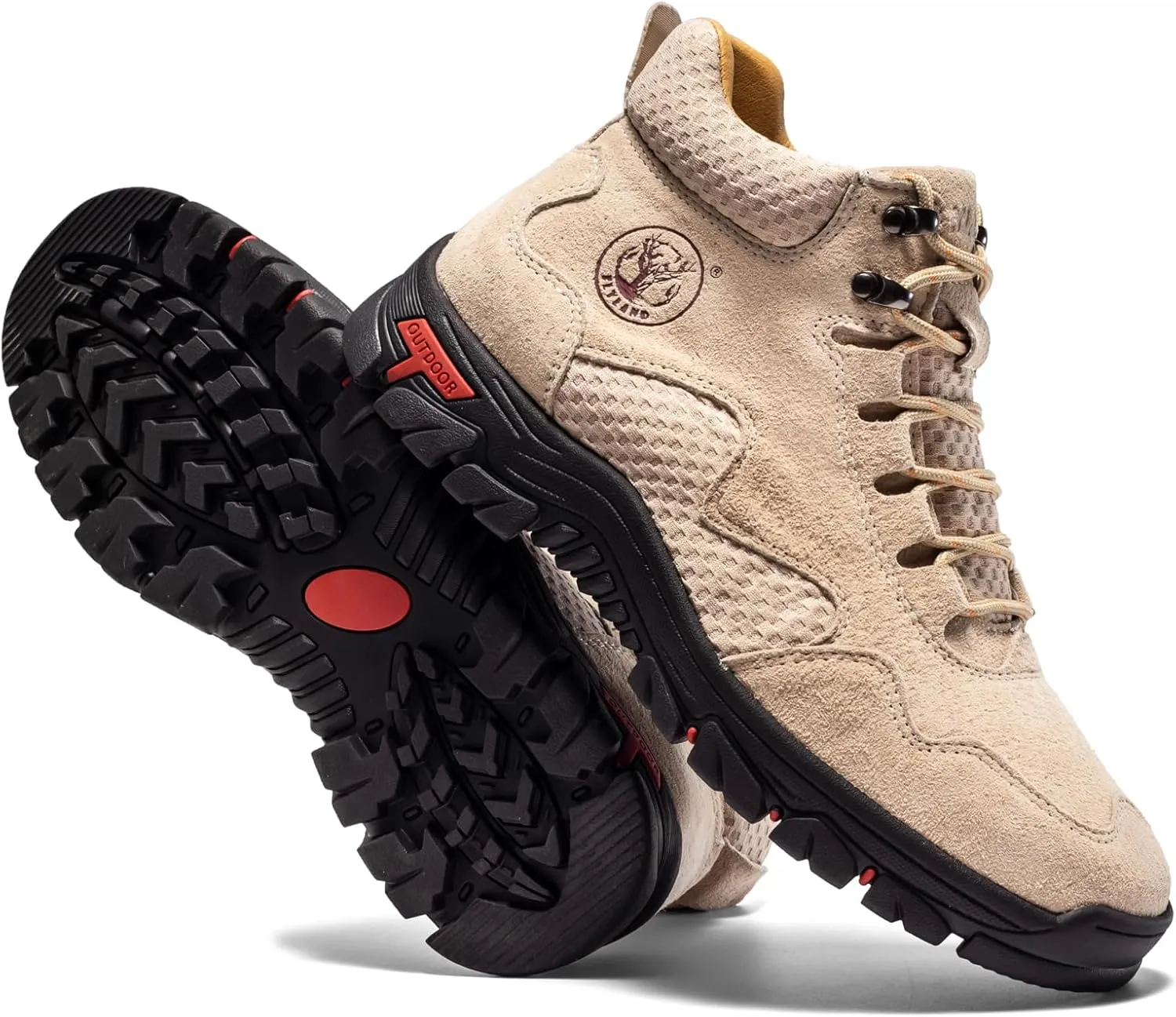 FLYLAND Men's Chukka Boots Casual Leather Shoes Ankle Shoes Non Slip Breathable Comfortable Mid Top for Driving Walking Outdoor
