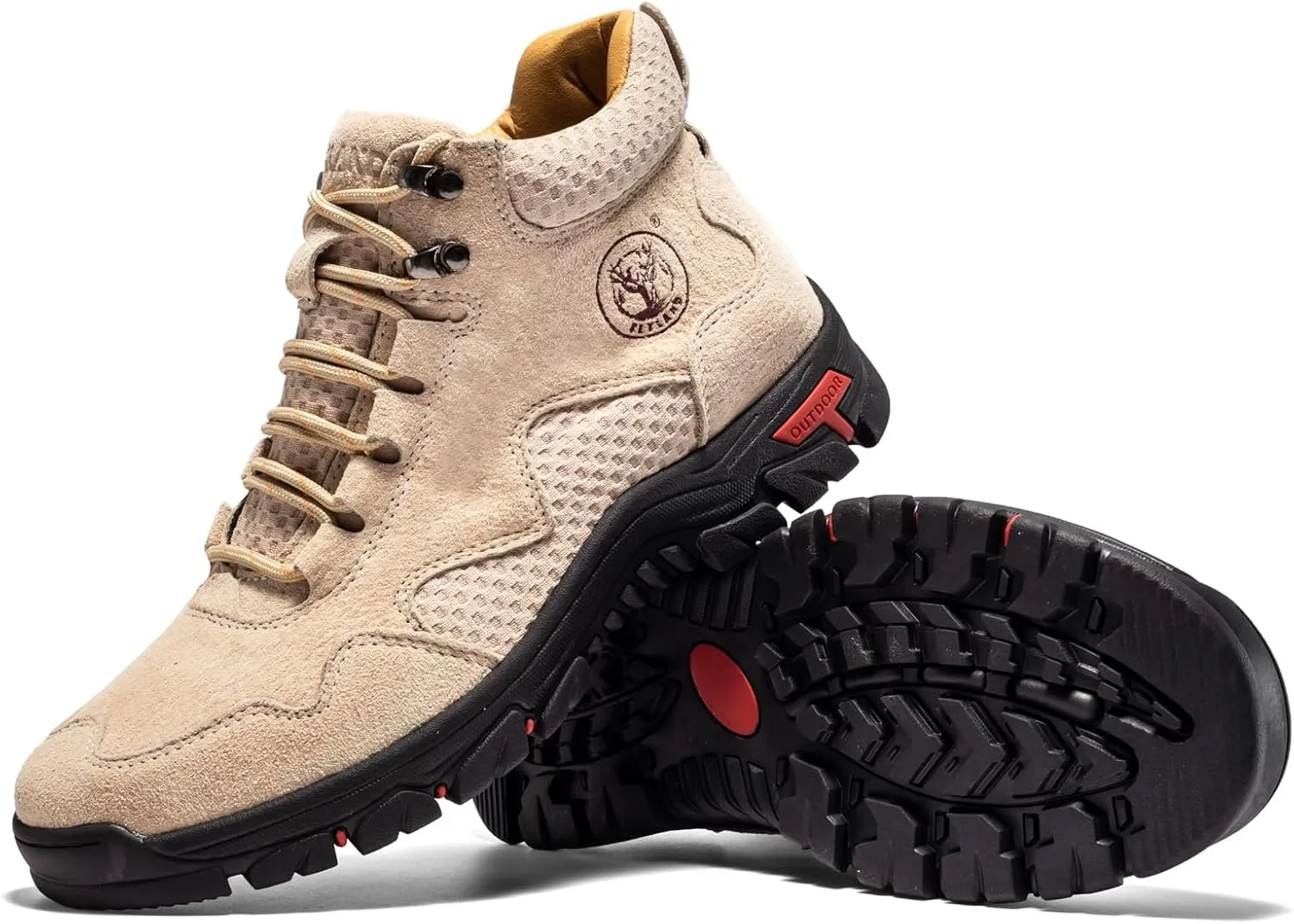 FLYLAND Men's Chukka Boots Casual Leather Shoes Ankle Shoes Non Slip Breathable Comfortable Mid Top for Driving Walking Outdoor