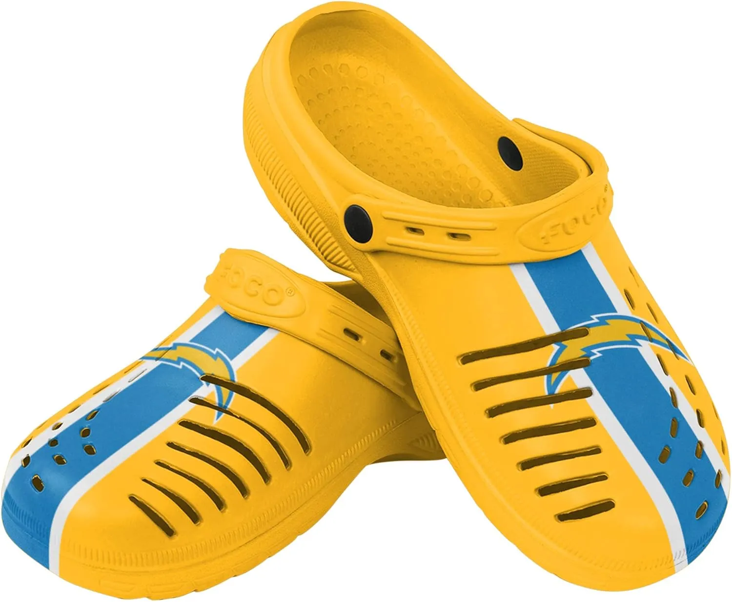 FOCO Men's NFL Logo Team Stripe Garden Water Sandals Shoes Slipper Clogs with Strap, 11-12