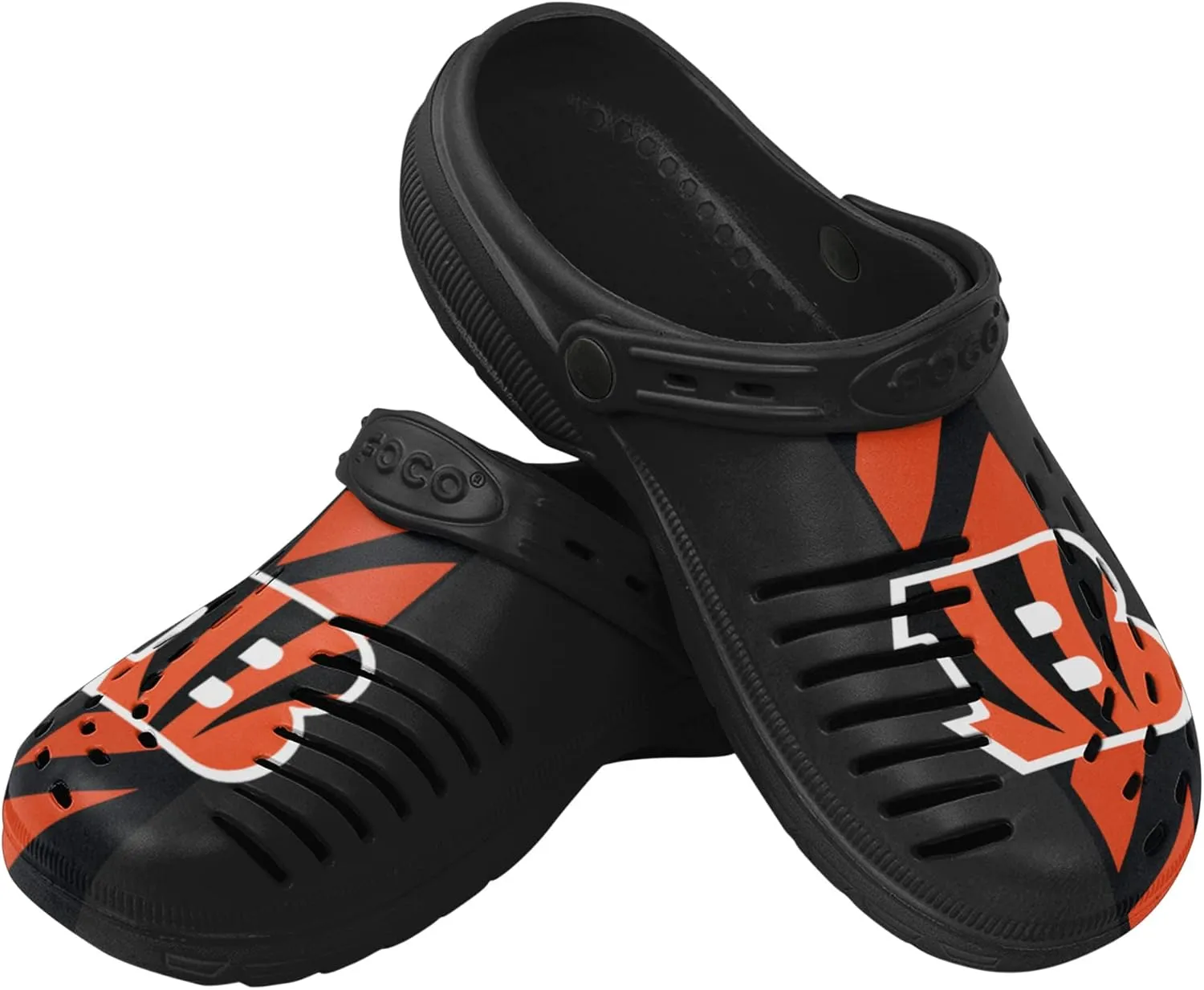 FOCO Men's NFL Logo Team Stripe Garden Water Sandals Shoes Slipper Clogs with Strap, 11-12