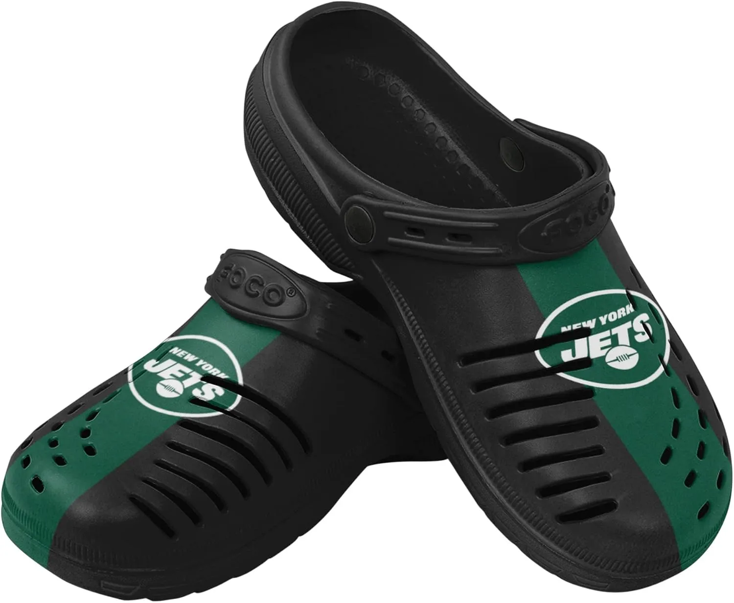 FOCO Men's NFL Logo Team Stripe Garden Water Sandals Shoes Slipper Clogs with Strap, 13-14