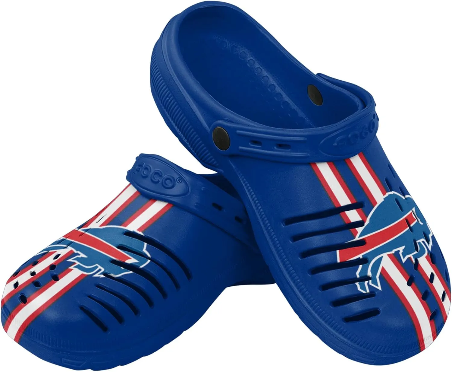 FOCO Men's NFL Logo Team Stripe Garden Water Sandals Shoes Slipper Clogs with Strap, 7-8