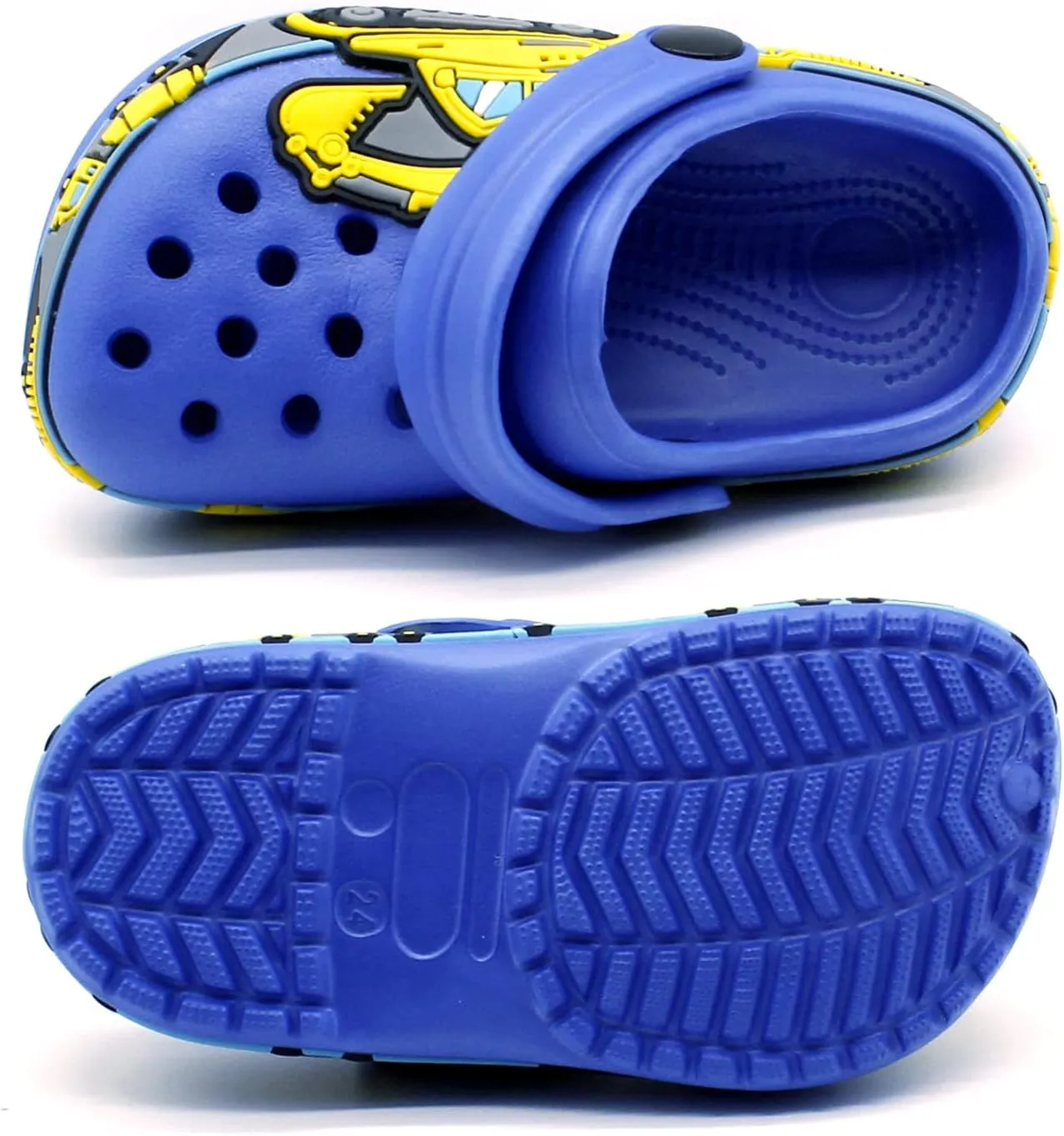 FolHaoth Toddlers Cute Cartoon Excavator Racecar Pattern Boys Girls Clogs Slip On Lightweight Breathable Kids Sandals Non Slip Indoor Outdoor Beach Pool Shower Slippers Shoes
