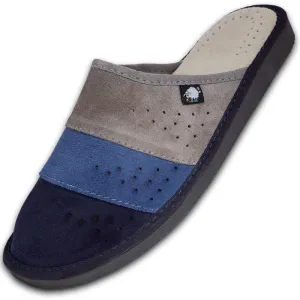 FOOTHUGS Men's Natural Leather Mule Slippers with Health Insole and Arch Support | Nature - Stormy Sky