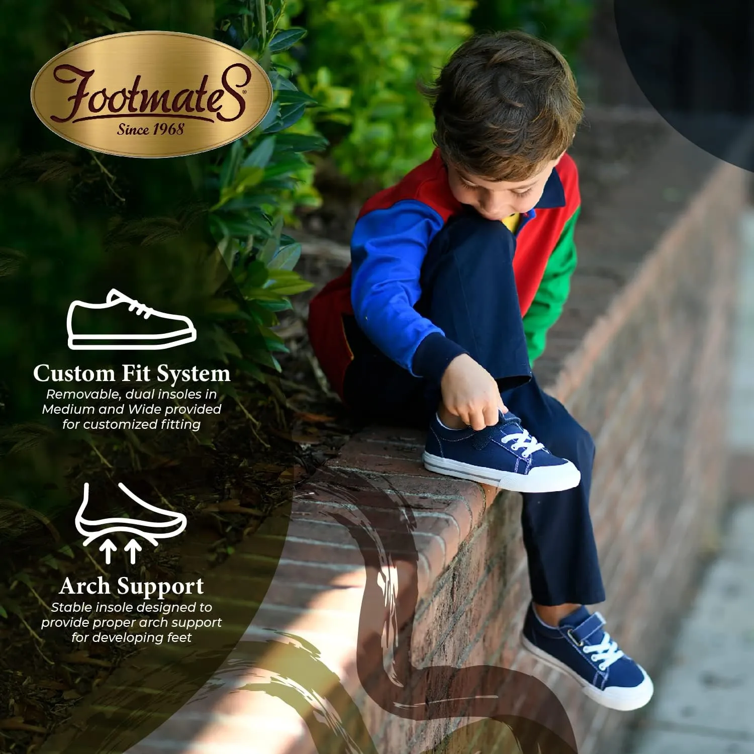 FOOTMATES Jordan Strap Canvas Flats Boys and Girls Shoes - Tennis Sneakers w/Wide Toe Box, Custom-Fit Insoles, Vulcanized Outsoles - for Infants, Toddlers, Little Kids, Ages 0-8