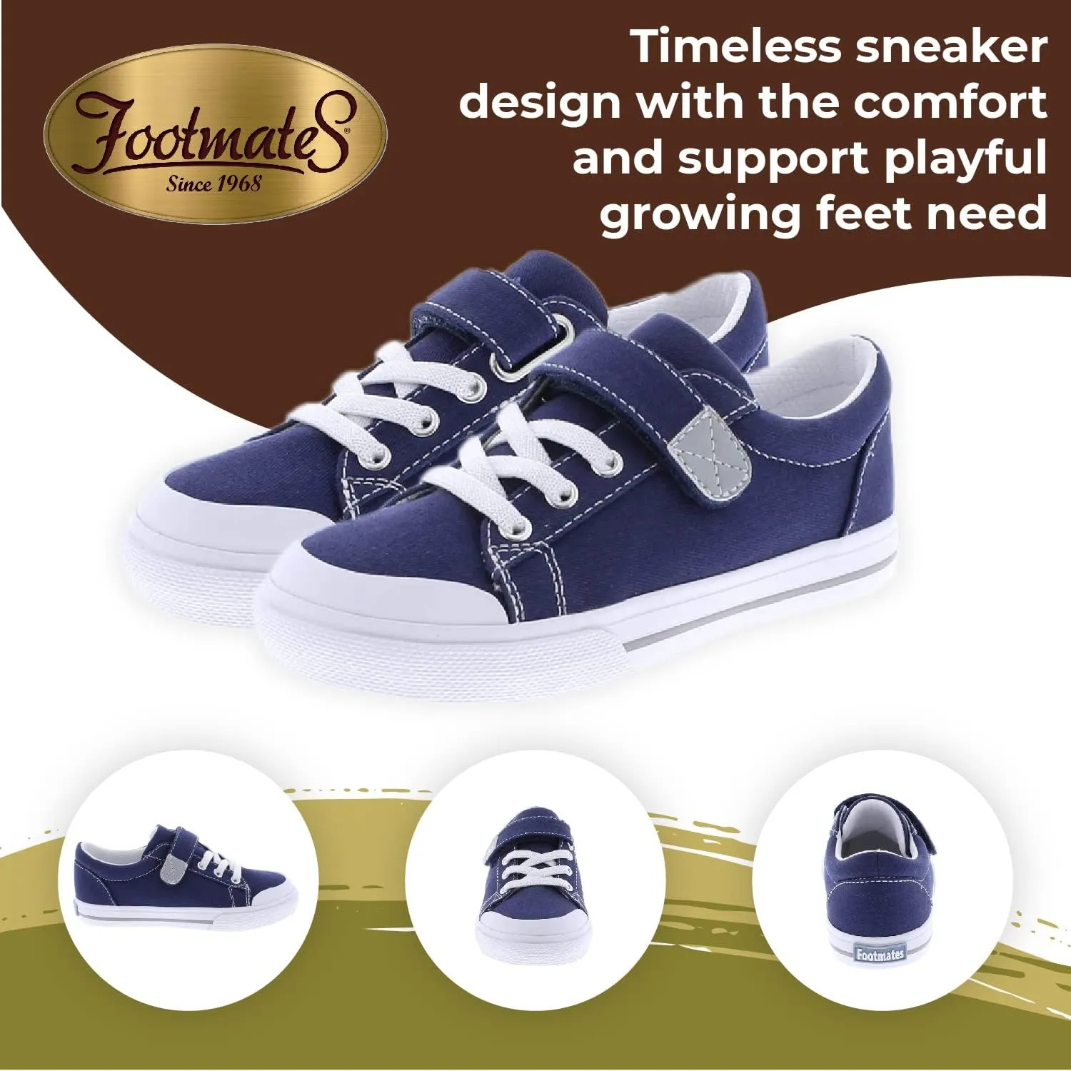 FOOTMATES Jordan Strap Canvas Flats Boys and Girls Shoes - Tennis Sneakers w/Wide Toe Box, Custom-Fit Insoles, Vulcanized Outsoles - for Infants, Toddlers, Little Kids, Ages 0-8