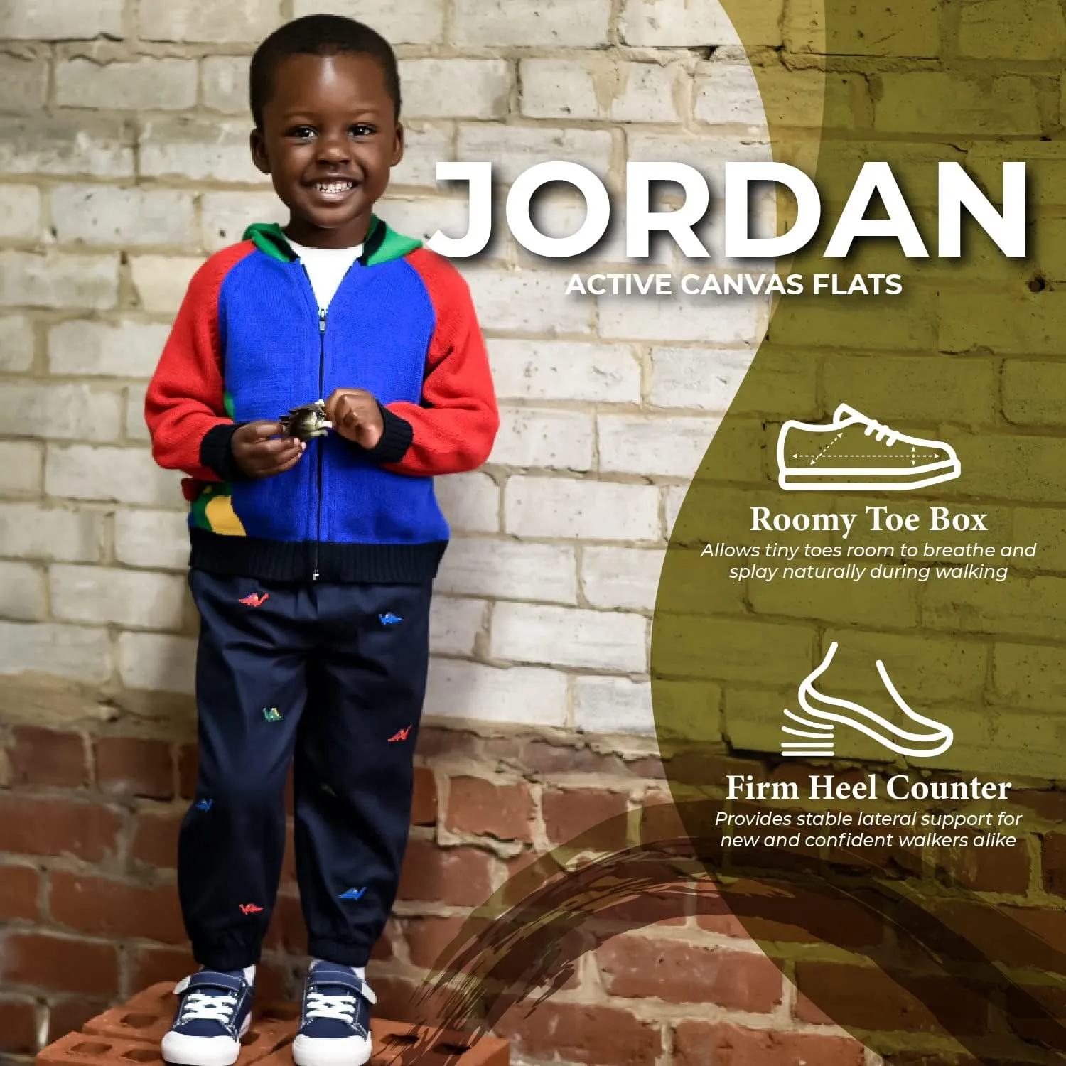 FOOTMATES Jordan Strap Canvas Flats Boys and Girls Shoes - Tennis Sneakers w/Wide Toe Box, Custom-Fit Insoles, Vulcanized Outsoles - for Infants, Toddlers, Little Kids, Ages 0-8