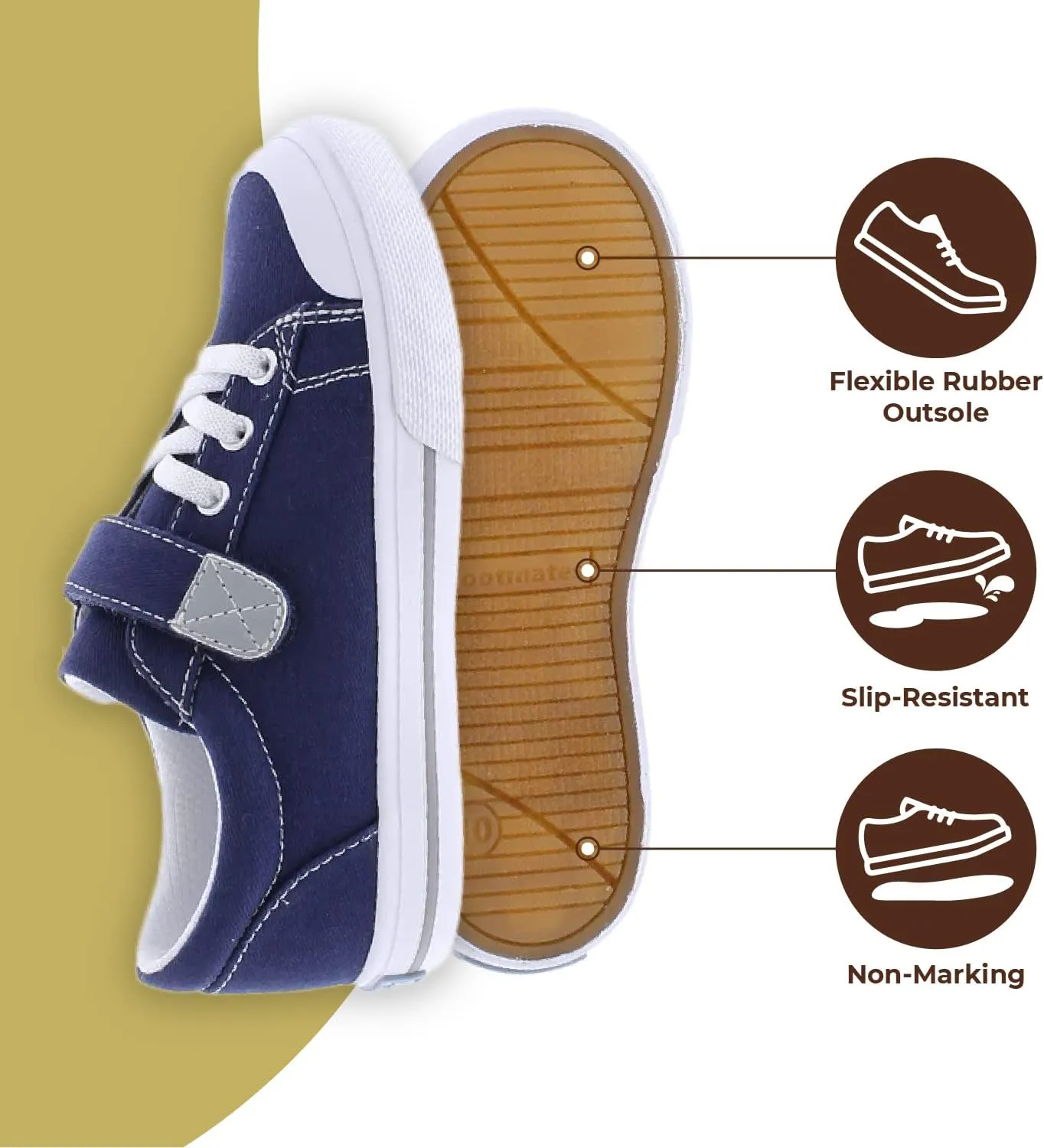 FOOTMATES Jordan Strap Canvas Flats Boys and Girls Shoes - Tennis Sneakers w/Wide Toe Box, Custom-Fit Insoles, Vulcanized Outsoles - for Infants, Toddlers, Little Kids, Ages 0-8