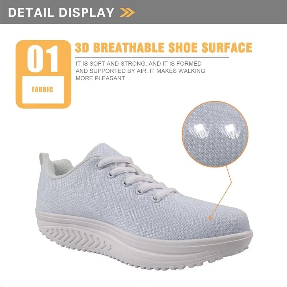 FOR U DESIGNS Women Sneaker Platform Wedge Sneakers Breathable Comfort Walking Shoes Running Shoes
