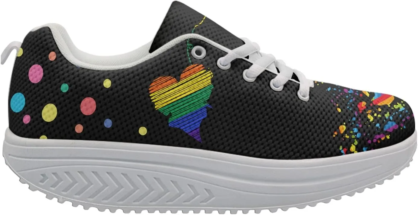 FOR U DESIGNS Women Sneaker Platform Wedge Sneakers Breathable Comfort Walking Shoes Running Shoes