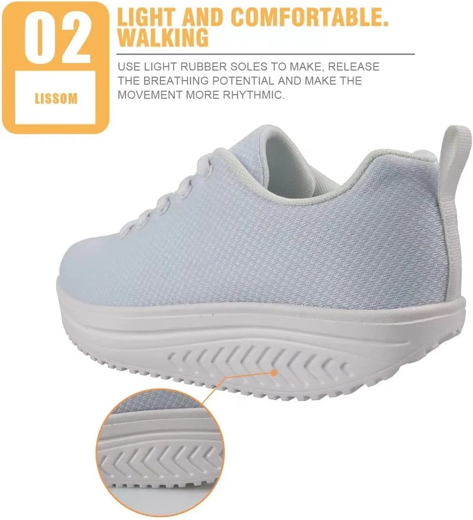 FOR U DESIGNS Women Sneaker Platform Wedge Sneakers Breathable Comfort Walking Shoes Running Shoes