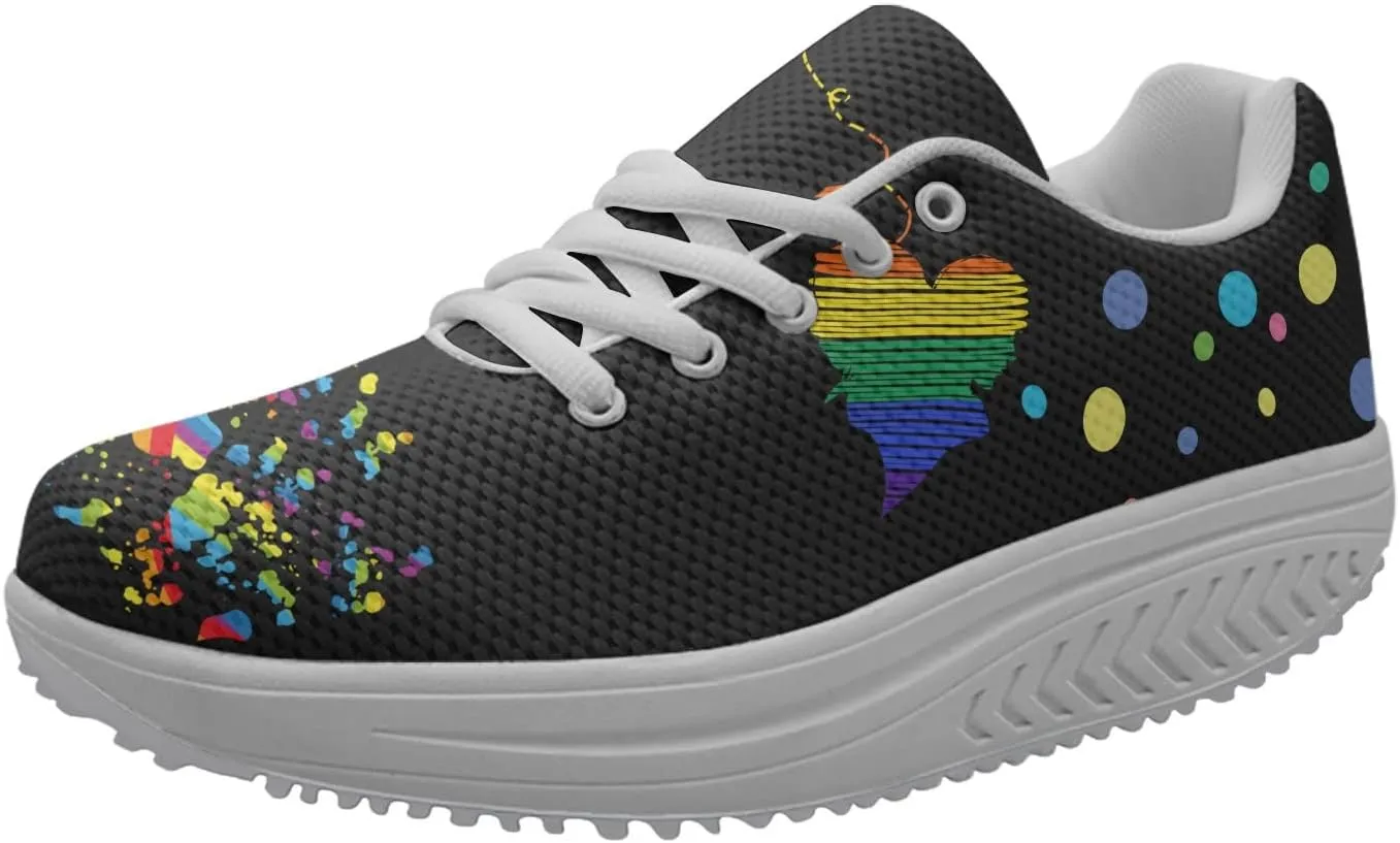 FOR U DESIGNS Women Sneaker Platform Wedge Sneakers Breathable Comfort Walking Shoes Running Shoes