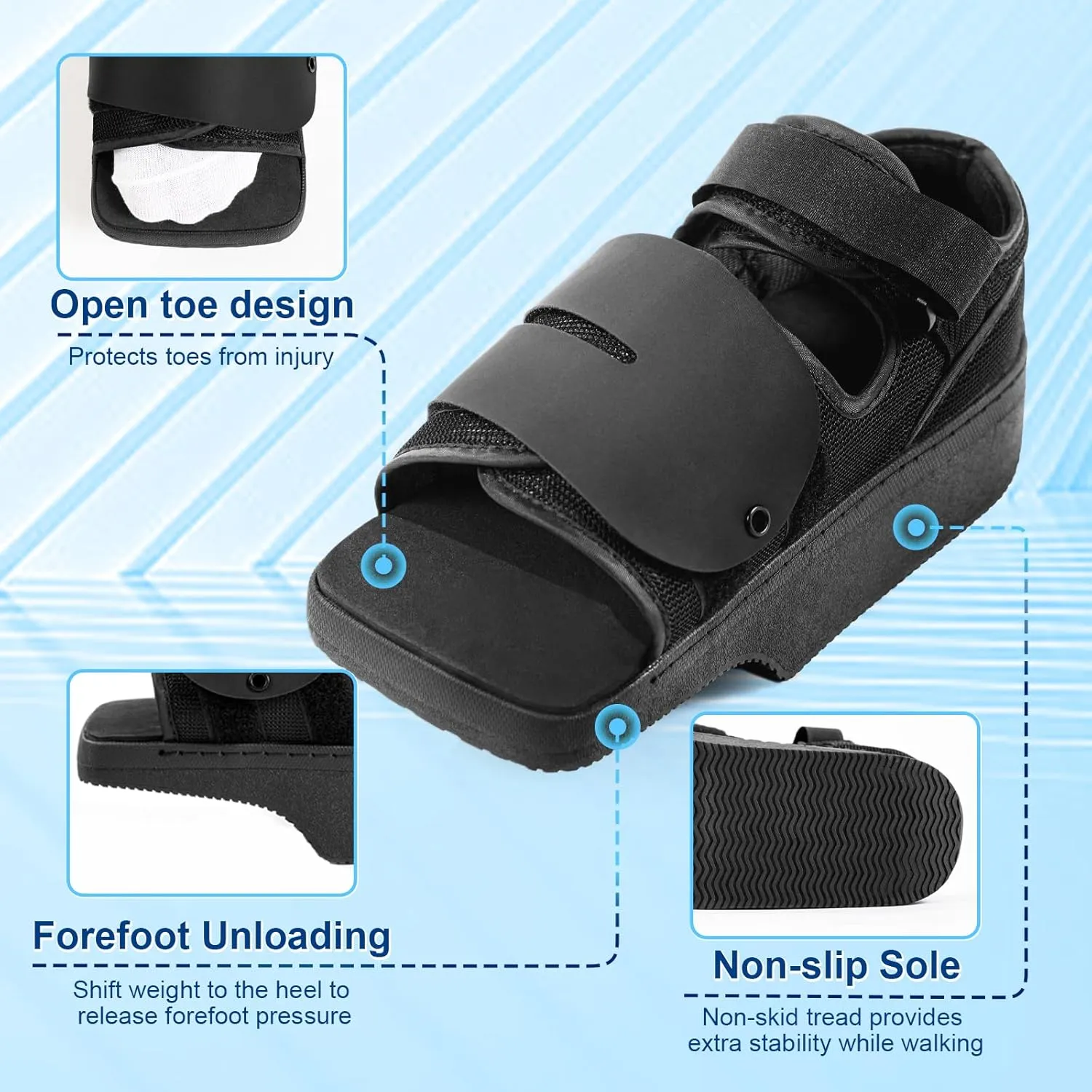 forefoot Offloading Post Op Shoe-Wedge Post Op Shoe Ortho Wedge Healing Shoe Non Weight Bearing Offloading Shoe for Broken Toe, Bunion, Hammer toe, Diabetic Foot Ulcer for Men and Women, XL