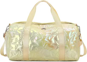 Forestfish Dance Bag For Girls, Small Gym Bag With Shoes Compartment Weekender Overnight Bag For Travel Lightweight Waterproof, Gold