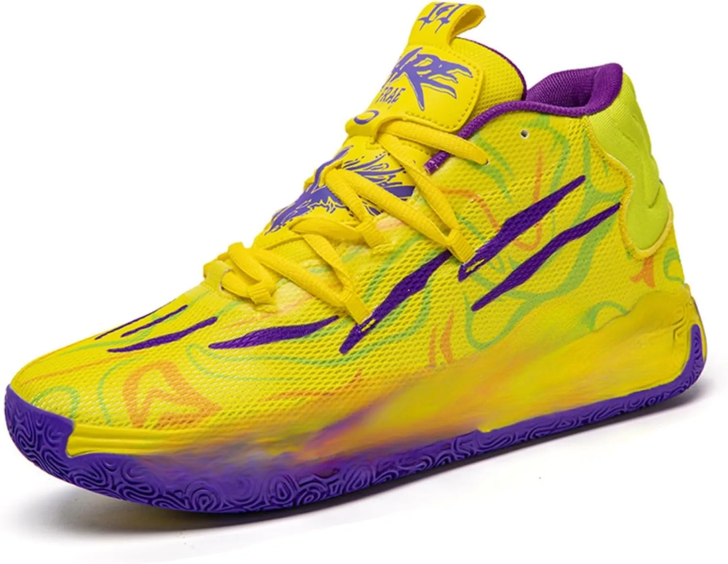 FOTN Womens Multicolour Lace Up Fashion Sneaker High-Top Casual Breathable Sports Athletic Walking Running Basketball Shoes