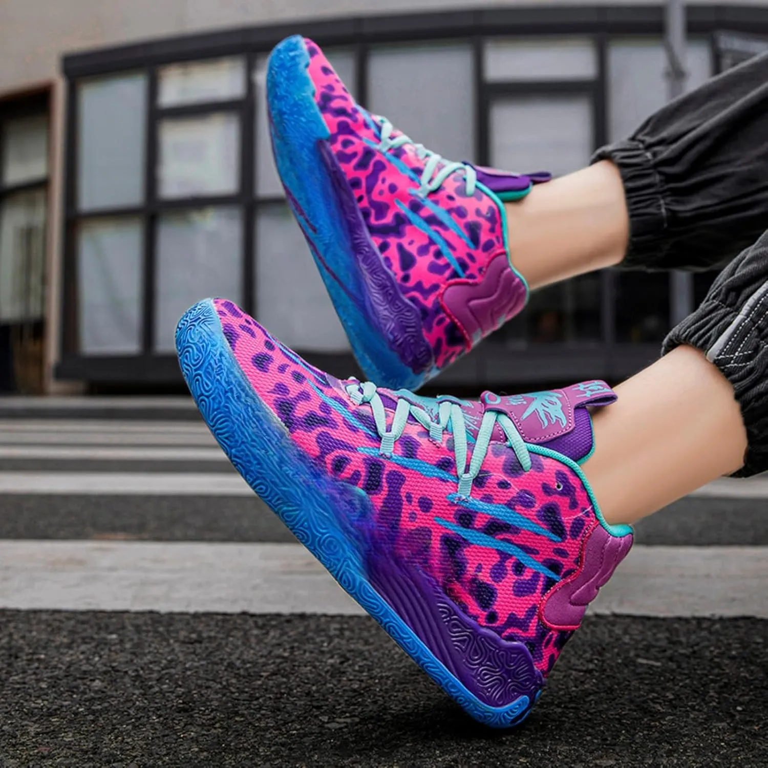 FOTN Womens Multicolour Lace Up Fashion Sneaker High-Top Casual Breathable Sports Athletic Walking Running Basketball Shoes