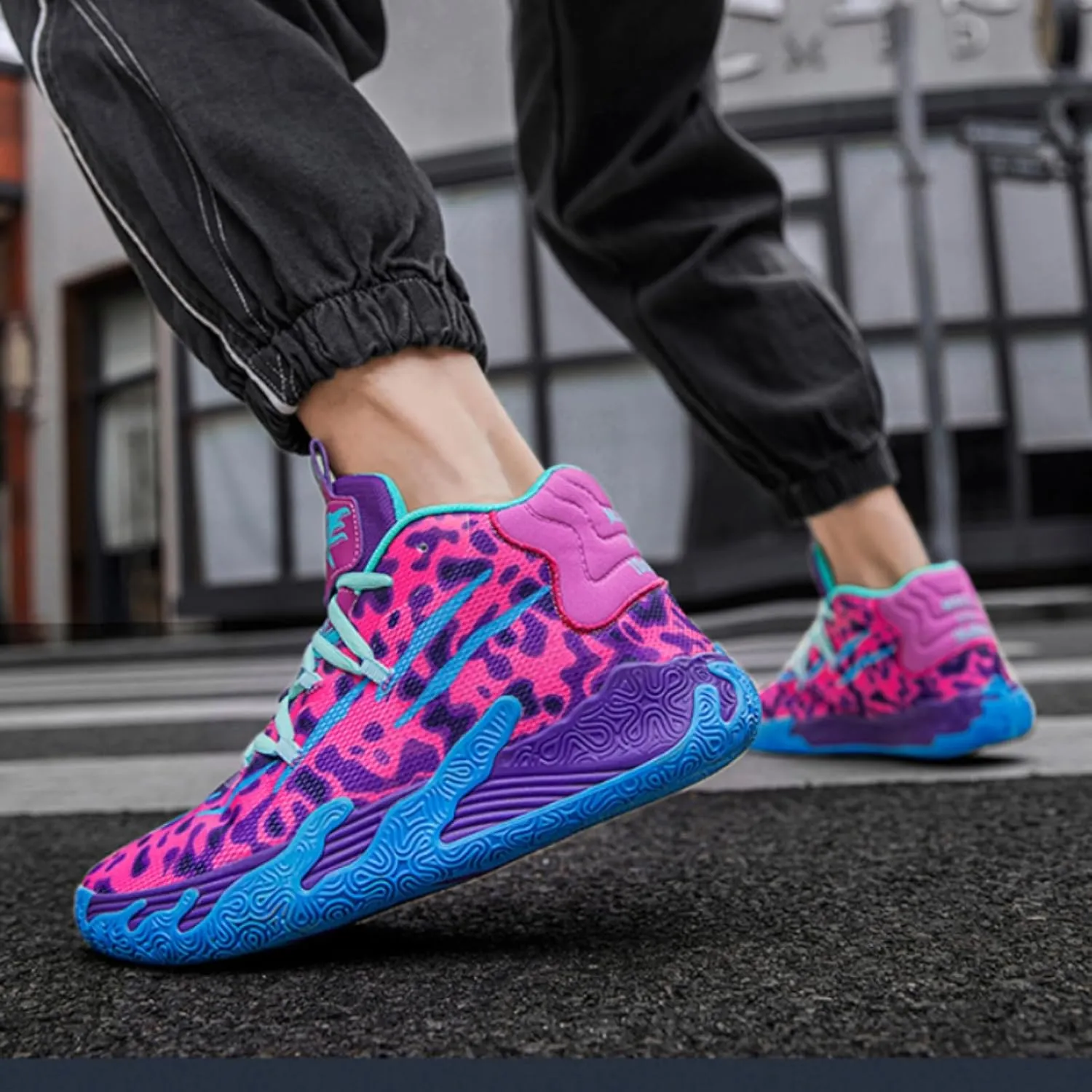 FOTN Womens Multicolour Lace Up Fashion Sneaker High-Top Casual Breathable Sports Athletic Walking Running Basketball Shoes