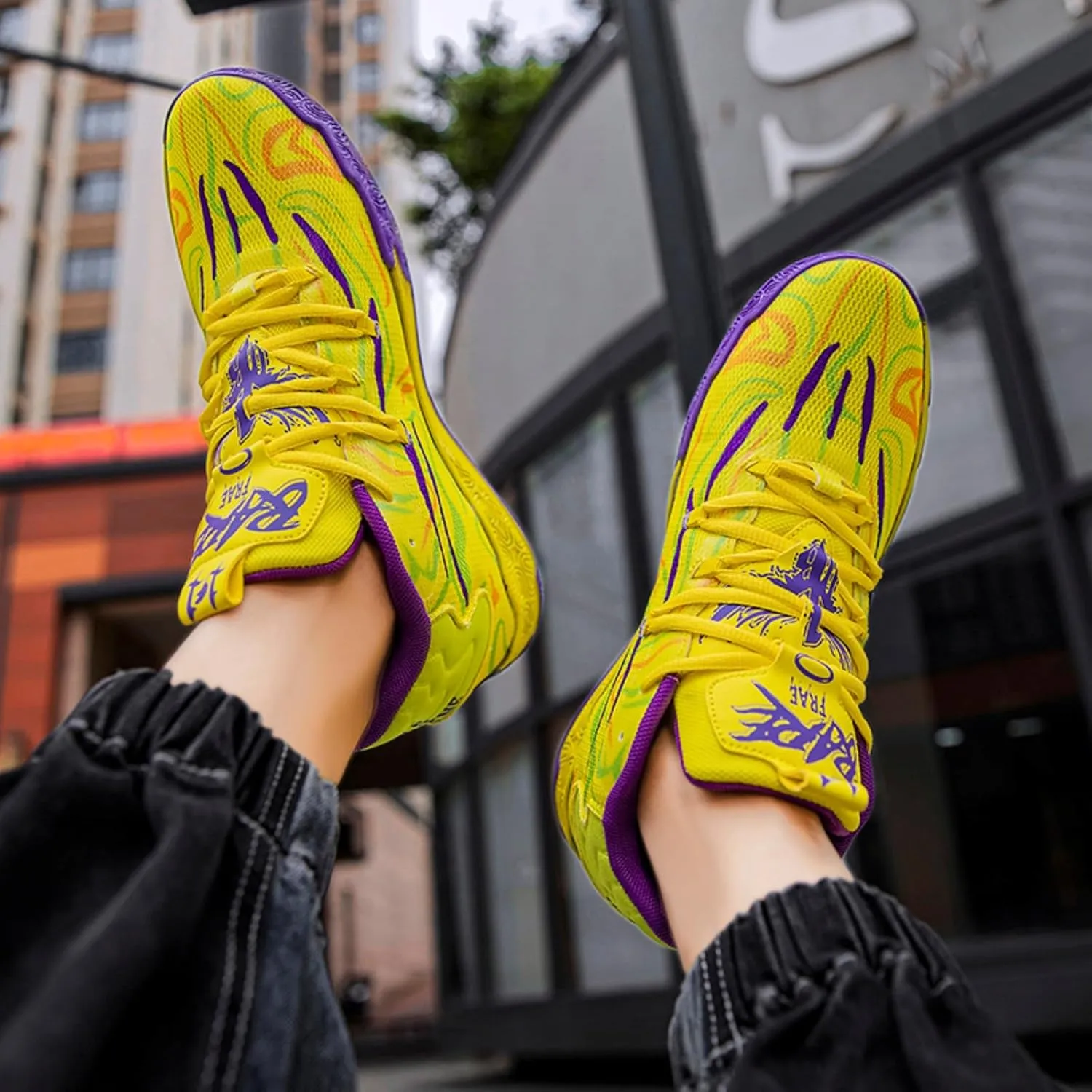 FOTN Womens Multicolour Lace Up Fashion Sneaker High-Top Casual Breathable Sports Athletic Walking Running Basketball Shoes