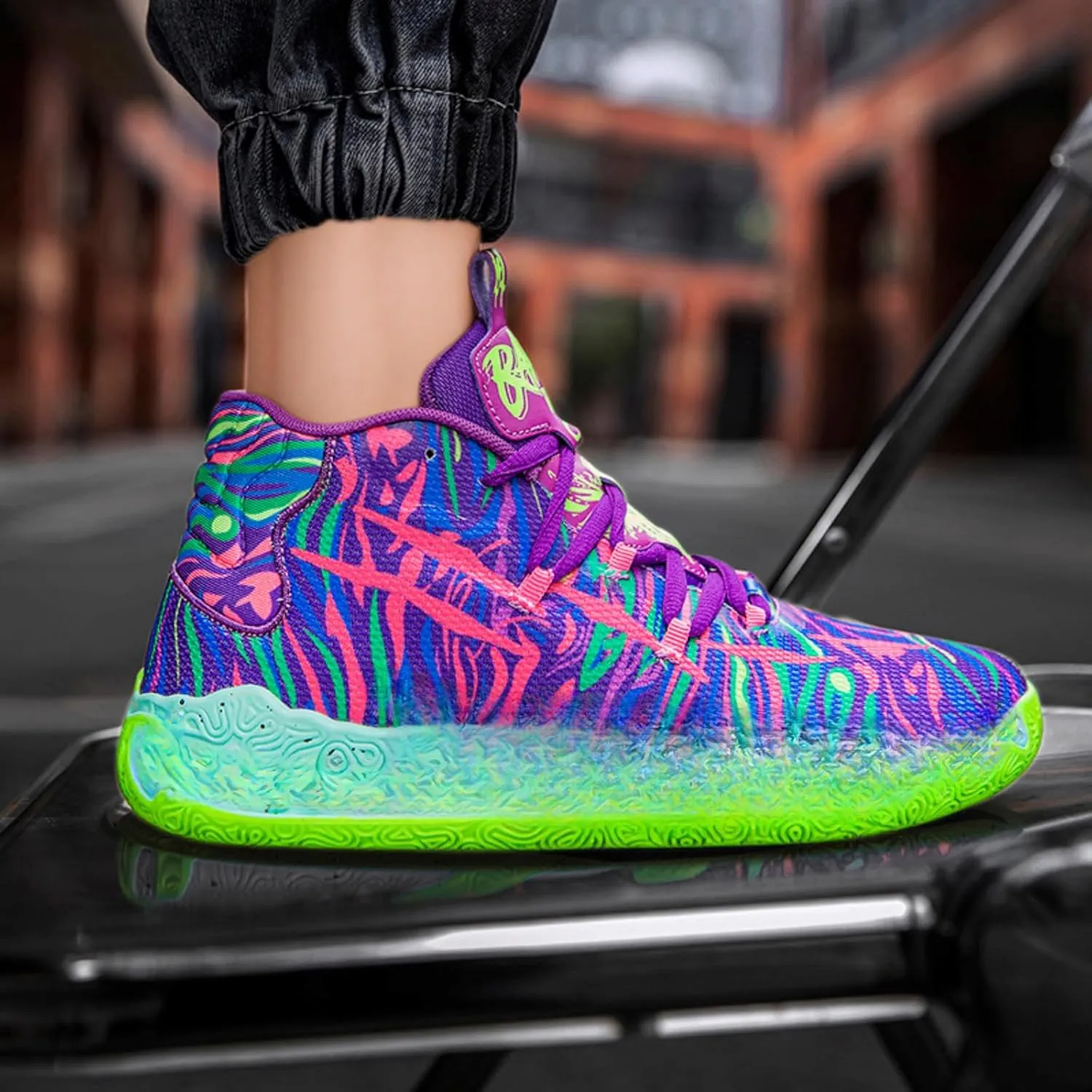 FOTN Womens Multicolour Lace Up Fashion Sneaker High-Top Casual Breathable Sports Athletic Walking Running Basketball Shoes