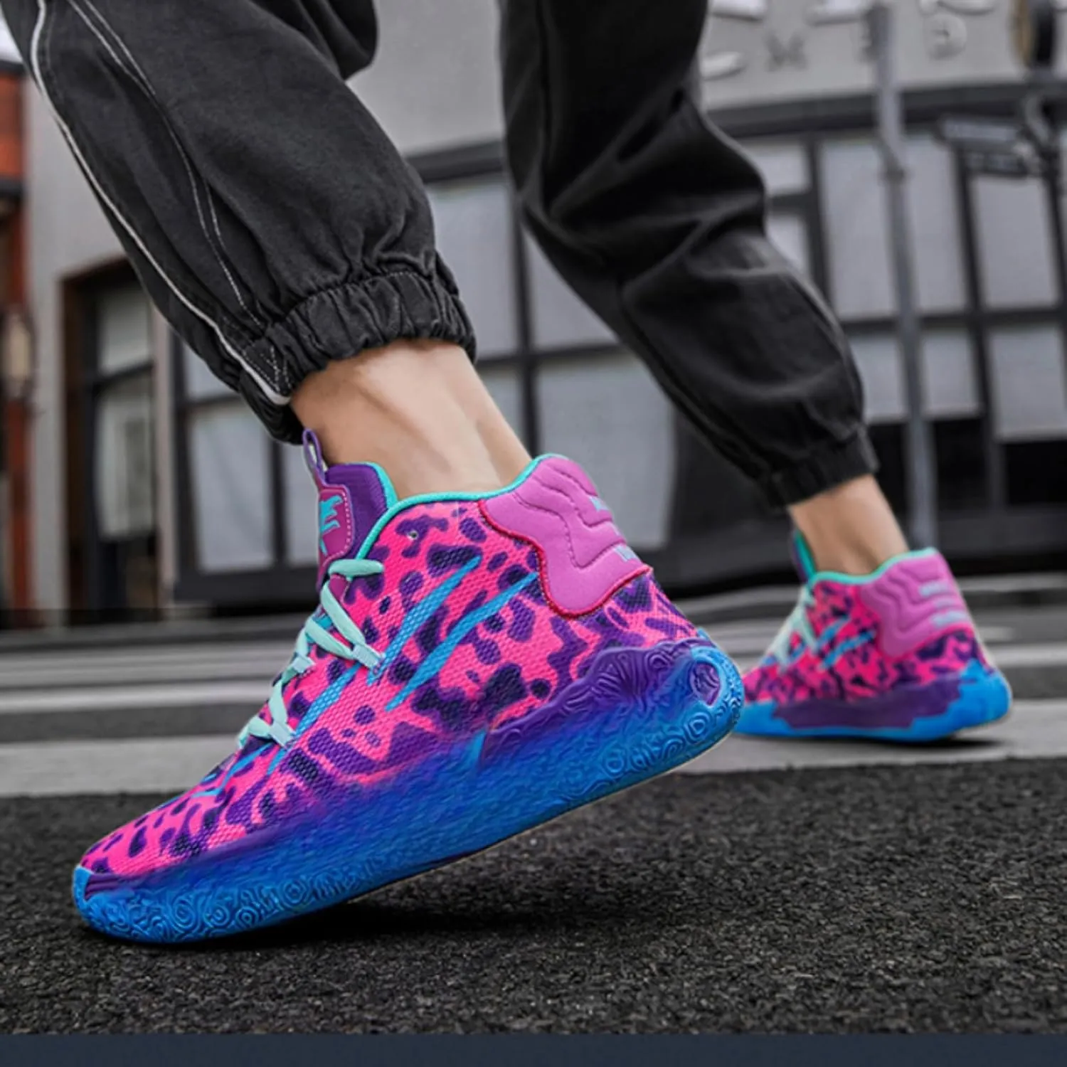 FOTN Womens Multicolour Lace Up Fashion Sneaker High-Top Casual Breathable Sports Athletic Walking Running Basketball Shoes