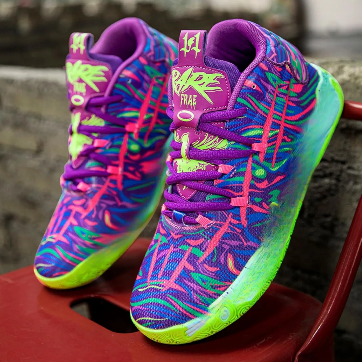 FOTN Womens Multicolour Lace Up Fashion Sneaker High-Top Casual Breathable Sports Athletic Walking Running Basketball Shoes