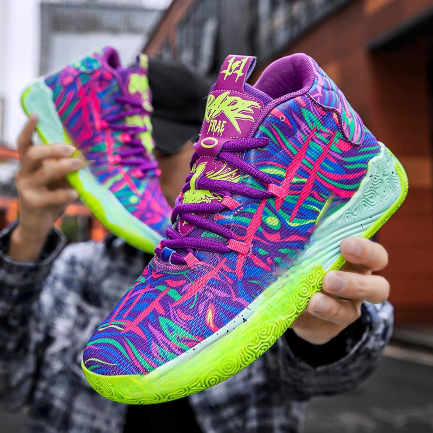 FOTN Womens Multicolour Lace Up Fashion Sneaker High-Top Casual Breathable Sports Athletic Walking Running Basketball Shoes
