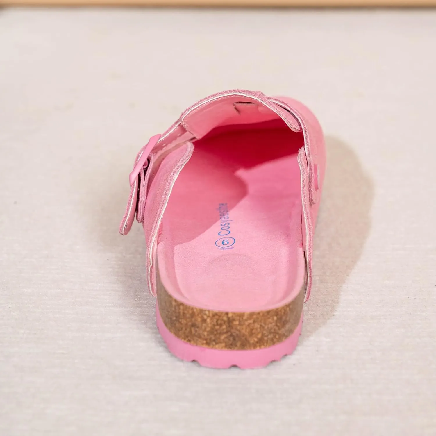 Full Range of Sizes Women's and Men's Cork Suede Clogs and Mules,Soft Leather Sandal,House Slipper,Skin-Friendly Footbed,Adjustable Buckle,Arch Support,Pink 6
