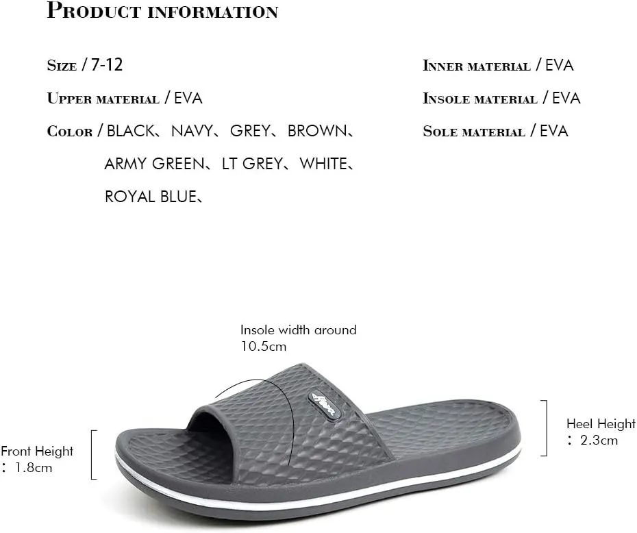 FUNKYMONKEY Mens Bathroom Shower Slippers Indoor Home Beach Non Slip Sandal
