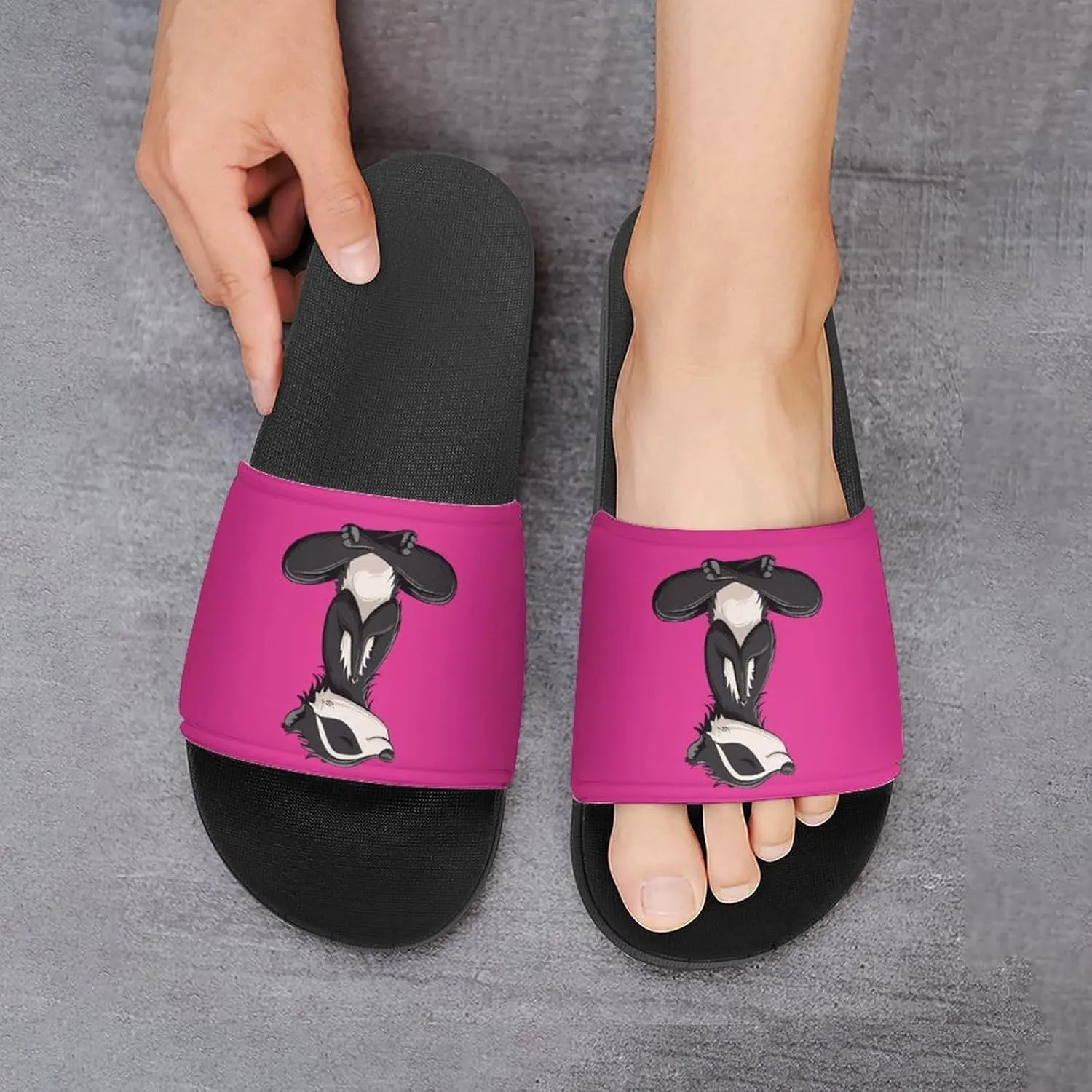 Funny Yoga Honey Badger Women's House Sandals Non Slide Bathroom Beach Slippers for Men