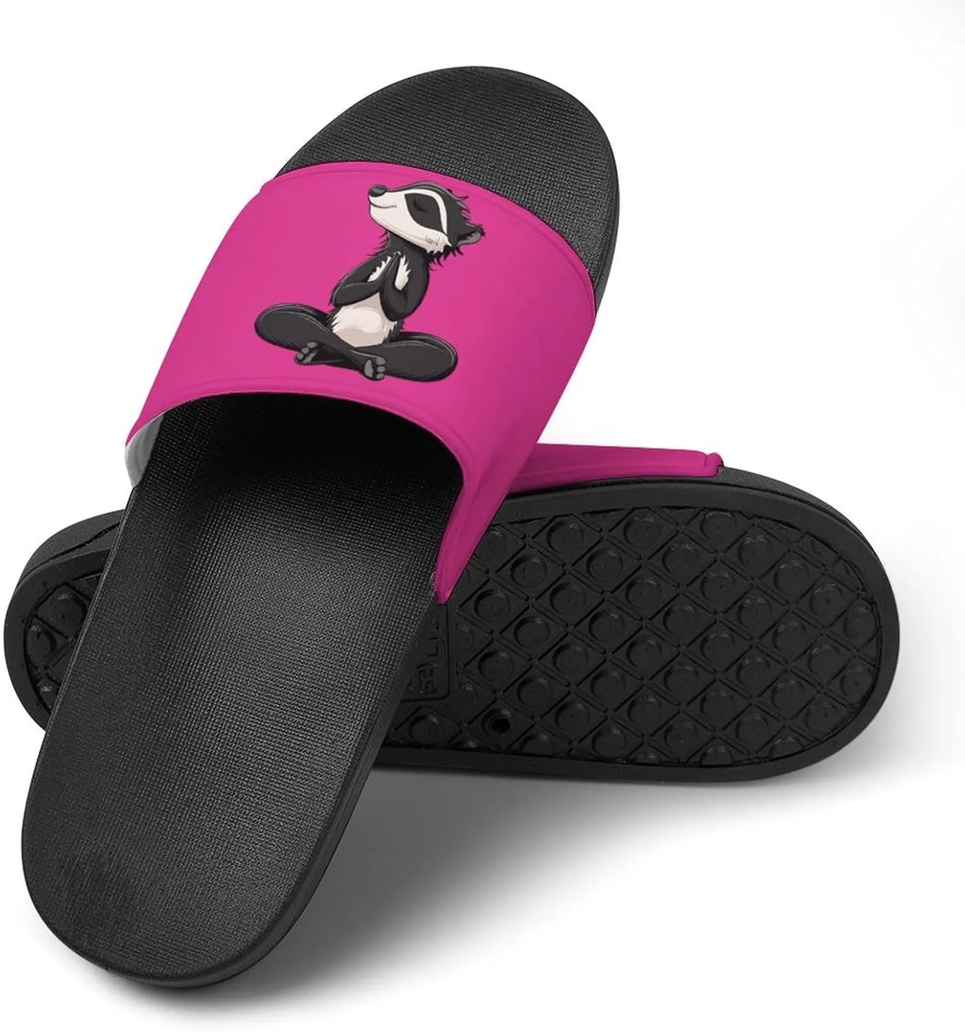 Funny Yoga Honey Badger Women's House Sandals Non Slide Bathroom Beach Slippers for Men
