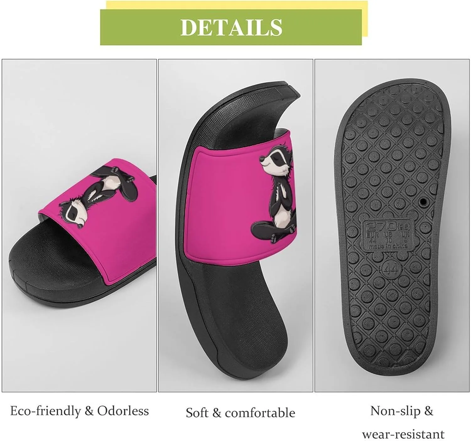 Funny Yoga Honey Badger Women's House Sandals Non Slide Bathroom Beach Slippers for Men