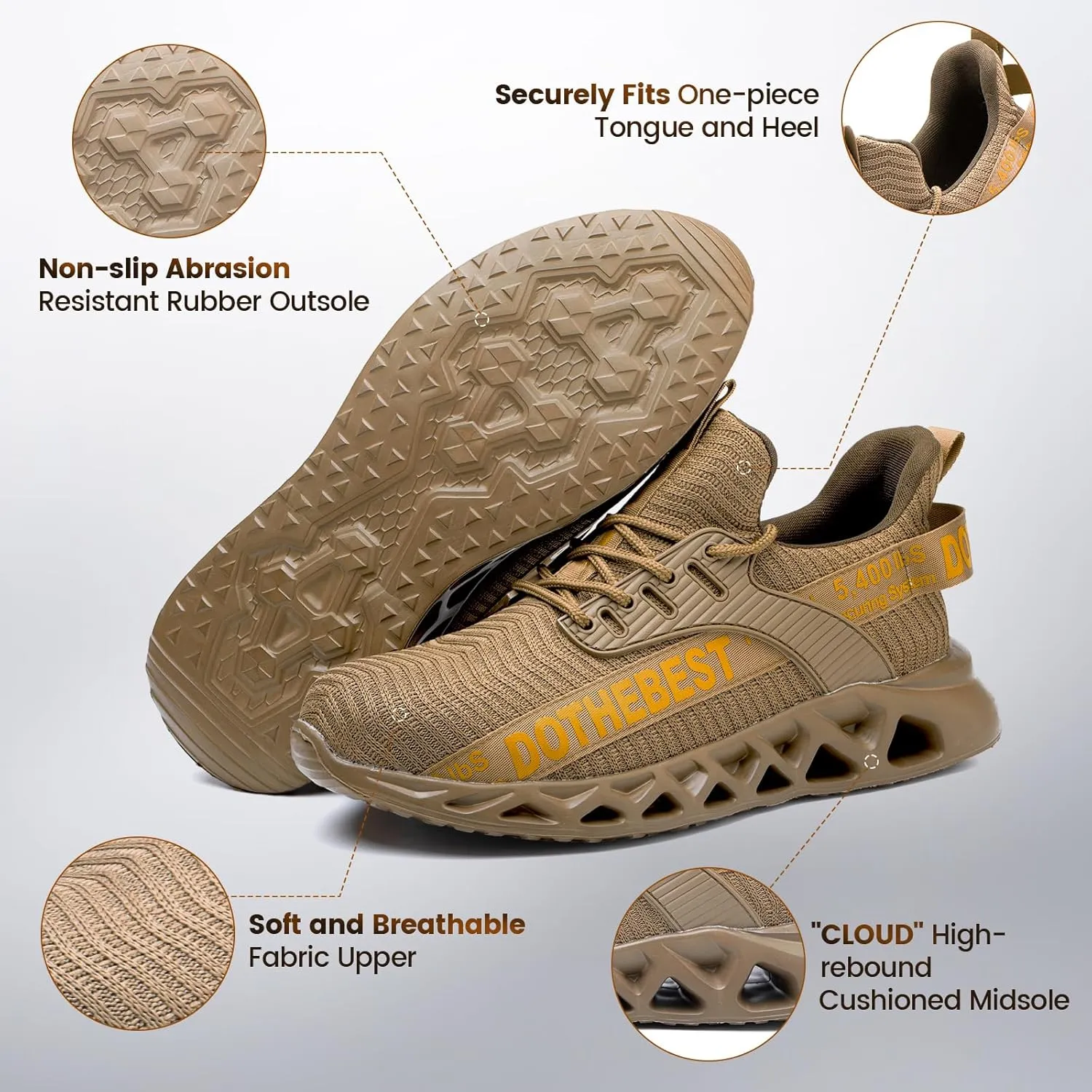 Furuian Steel Toe Sneakers for Men Women Lightweight Safety Shoes Comfortable Puncture Proof Slip On Indestructible Work Shoes