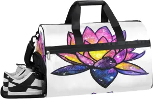 Galaxy Lotus Flowers Gym Bag with Shoe Compartment Waterproof Sports Bag with Shoe Compartment Lightweight Gym Bag with Wet Compartment Gym Accessories for Men