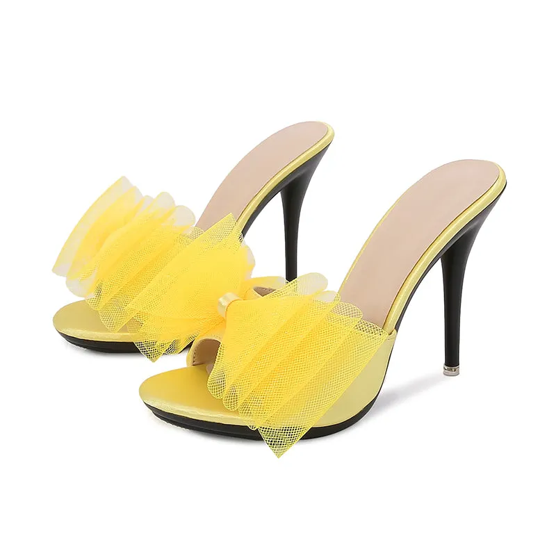 Gauze Bow 4" Mule Sandals
