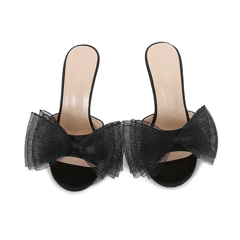 Gauze Bow 4" Mule Sandals