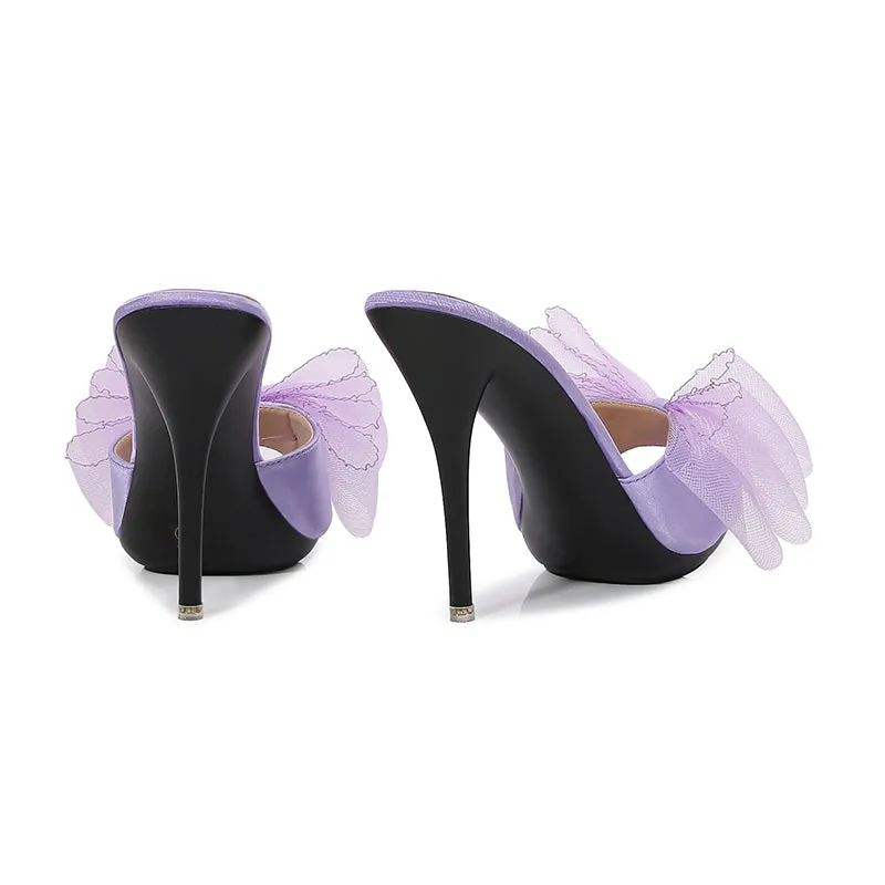 Gauze Bow 4" Mule Sandals