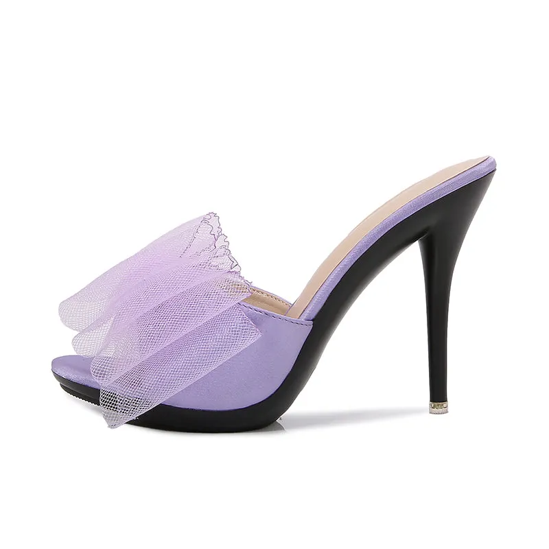 Gauze Bow 4" Mule Sandals
