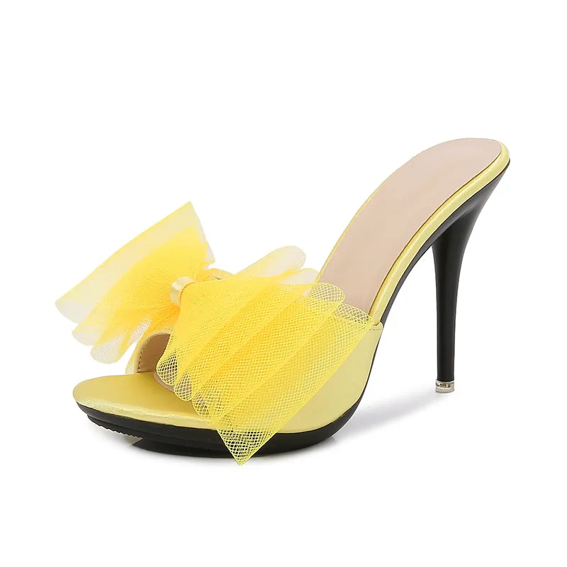 Gauze Bow 4" Mule Sandals