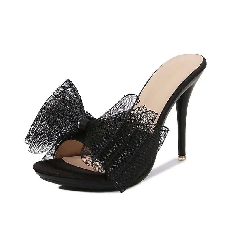 Gauze Bow 4" Mule Sandals