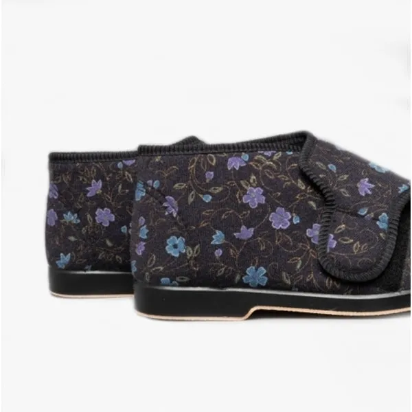 GBS BELLA Womens Extra Wide (E ) Boot Slippers Black