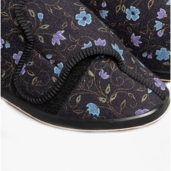GBS BELLA Womens Extra Wide (E ) Boot Slippers Black