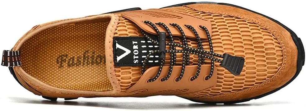 GEXECEUSS Hiking Shoes Men Lightweight Outdoor Wading Breathable Sneakers Low-Top Anti Slip Shock Absorption Camping Walking Shoes