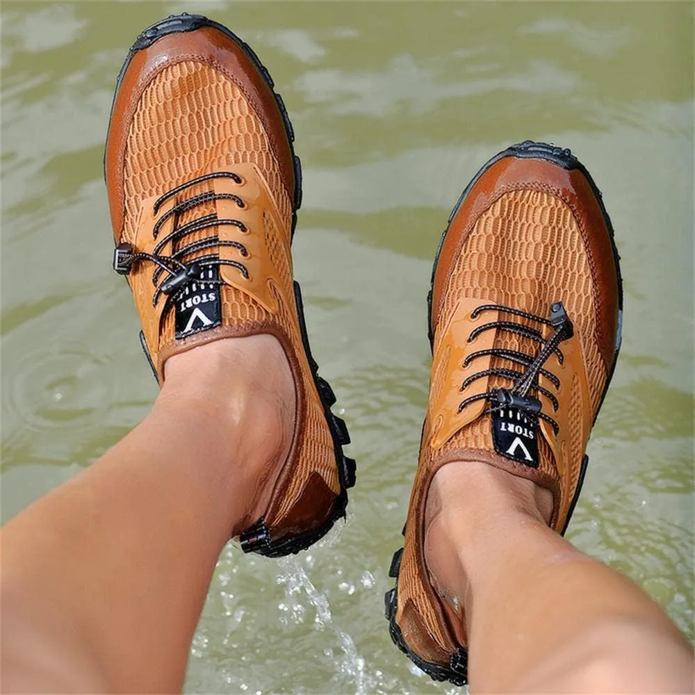 GEXECEUSS Hiking Shoes Men Lightweight Outdoor Wading Breathable Sneakers Low-Top Anti Slip Shock Absorption Camping Walking Shoes