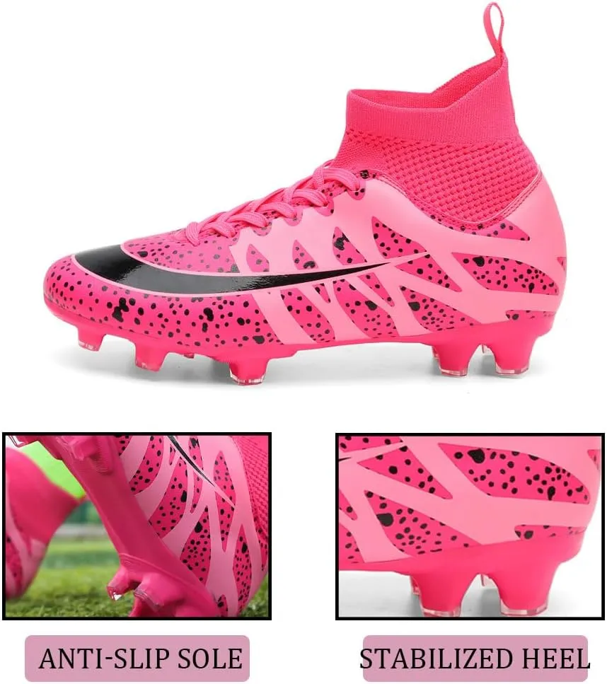 GEXECEUSS Men's Lightweight Football Cleats for Training: Boys High-Top Soccer Boots for Outdoor - Youth Professional Futsal Shoes