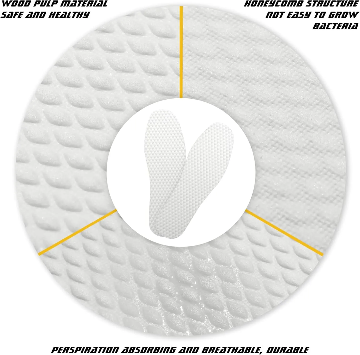 Geyoga 50 Pairs Disposable Shoe Liners Breathable Thin Insoles Disposable Insert Women Replaceable Sweat and Outdoor Barefoot Wood Pulp Shoe Liner for Women Men Hiking Running Boot Sneaker