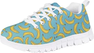 Girls Boys Cute Tennis Shoes Lightweight Soft Sport Sneakers Lace Up Lemon Butterfly Print Kids Running Shoes