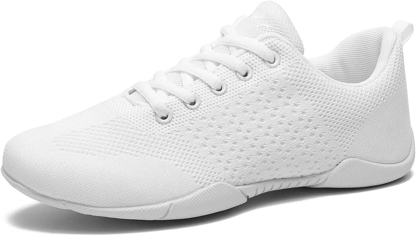 Girls Cheer Shoes White Youth Cheerleading Shoes Dance Athletic Training Breathable Dancing Lightweight Competition Comfortable Sport Sneakers